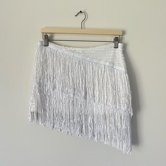 Superdown White Fringe Mini Skirt - Picture 5 of 12
